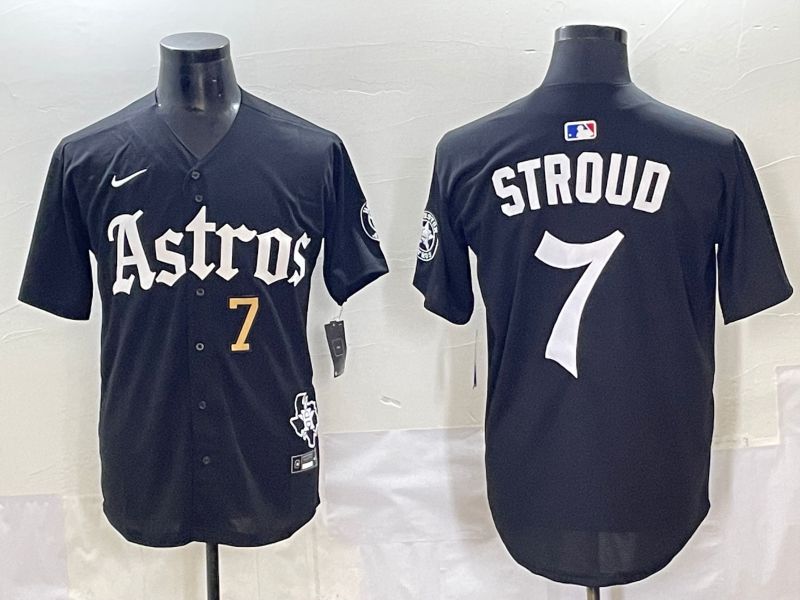 Men 2025 Houston Astros 7 Stroud Black Five generations Joint Name Nike MLB Jersey style 4